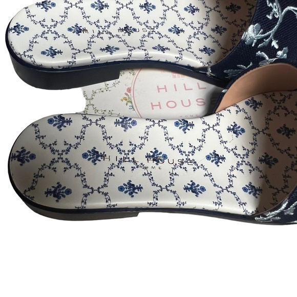 NWT Hill House The Summer Slide Blue Botanical Embroidered Navy Sandal 5.5 - Picture 6 of 6